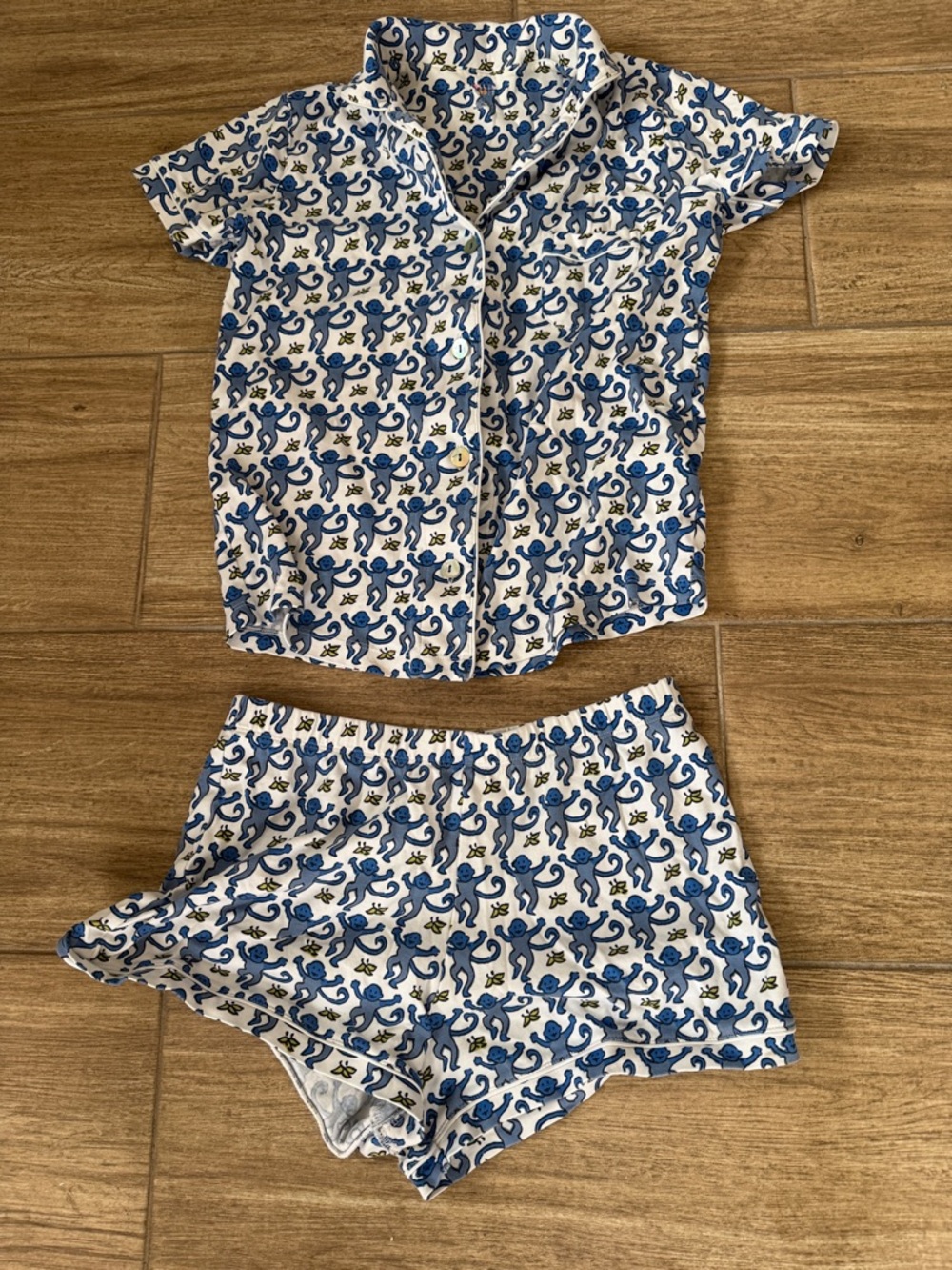 Roller Rabbit Blue Monkey-Print Short Pajama Set size small - Picture 5 of 5